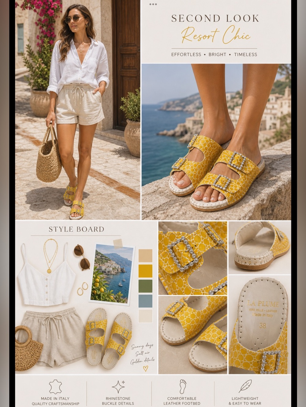 La Plume Sandals NEW Women 41
Jen Yellow Leather Snake
Rhinestone Buckle Slip On